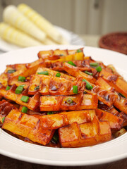 Sautéed Bamboo Shoots with Shiitake Mushrooms Asian Stir-Fry Dish