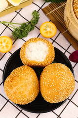 Crispy Sesame Glutinous Rice Balls Traditional Asian Dessert Dim Sum Fried Sweet Pastry