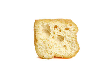 Crispy Fried Tofu Puff Cross Section Showing Hollow Airy Interior Texture