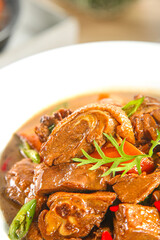 Braised Goose Stew with Potatoes and Vegetables in Traditional Country Style Cooking