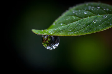 Nature's Intricate Details Capturing the Beauty of aSingle Raindrop on a Leaf nder Close Observation