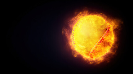 baseball. Baseball with dramatic fiery effect isolated on pure black background with intense flames. event key visuals, club posters, designed for sports event promotions and stadium branding.