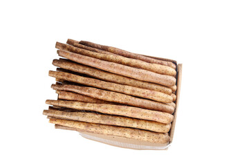 Fresh Organic Yam Root Vegetables in Wooden Crate - Natural Farm Produce with Henna-Colored Skin