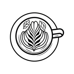 Minimalist Black and White Coffee Cup with Elegant Latte Art – Modern Café Design