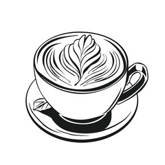 Minimalist Black and White Coffee Cup with Elegant Latte Art – Modern Café Design