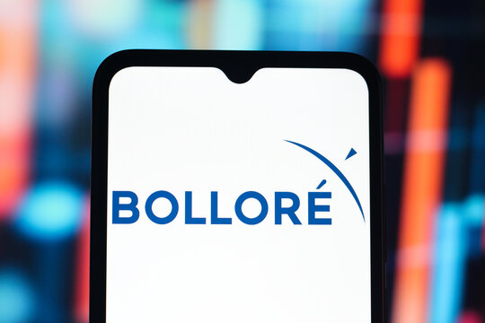 In this photo illustration, the Bollor&eacute; logo is seen displayed on a smartphone screen.