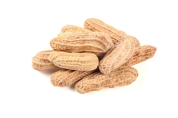 Raw Peanuts in Shells Isolated on White Background - Natural Unprocessed Groundnuts
