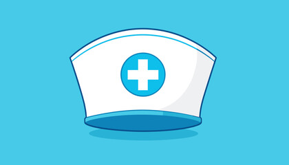Fototapeta premium White nurse hat with blue cross
