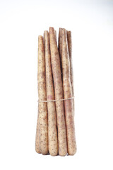 Fresh Yam Roots Bundle on White Background - Healthy Root Vegetables for Cooking