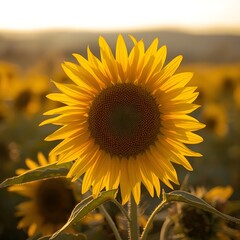 Obraz premium Vibrant Sunflower Close-Up with Golden Sunlight – Symbol of Positivity and Summer Beauty
