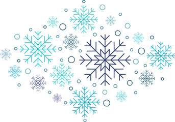 Winter snowflake vector design blue and white christmas illustration.