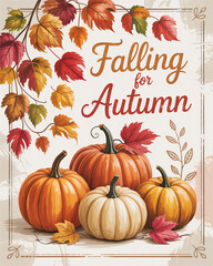 Falling for Autumn Pumpkins and Colorful Leaves gourds