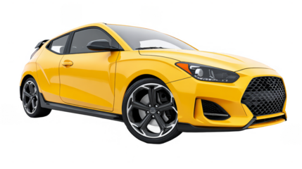 A yellow sporty car with a modern design, featuring sleek lines and stylish wheels, representing automotive technology and speed.