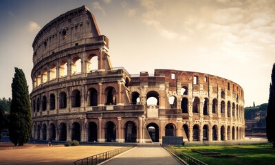 Ancient Roman Colosseum at sunrise