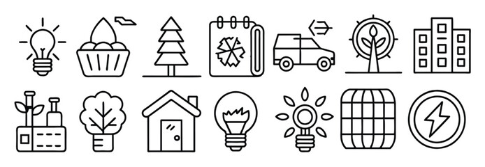 energy efficiency and saving icon set sustainable