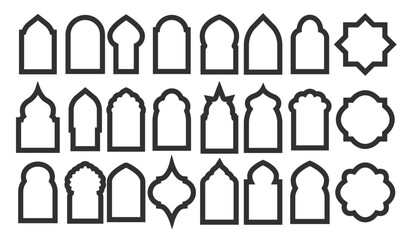 arabic arch windows and doors set of silhouettes of islamic © Awal