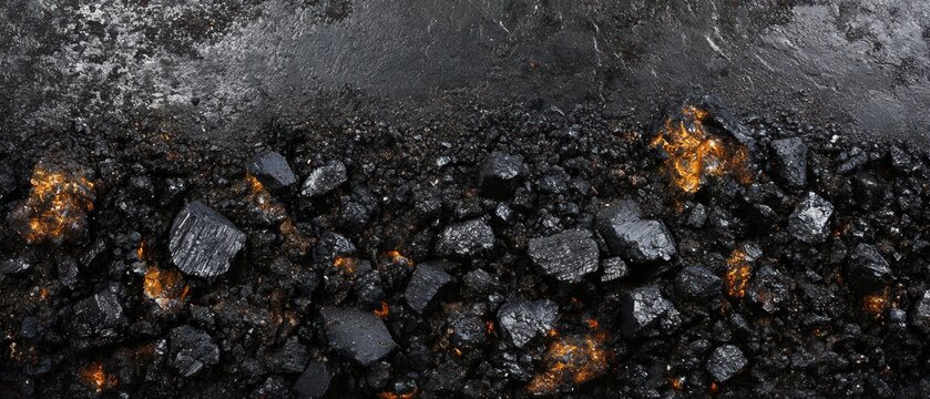 Glowing embers coal texture background dark rocks high contrast
