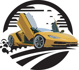 Car logo with doors opening upwards.eps