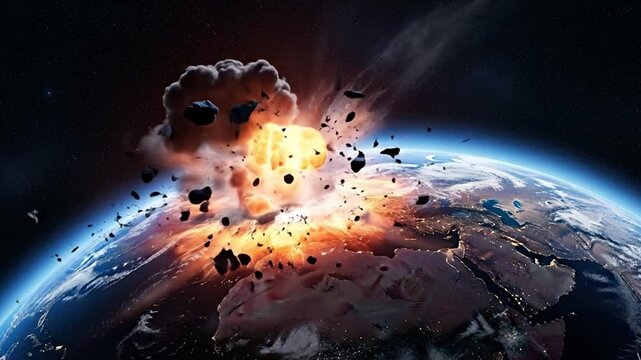 Asteroid Impact Disaster Destruction Approaching Earth Planet Danger