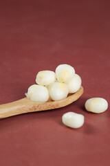 Fresh White Corn Kernels on Wooden Spoon - Healthy Breakfast Food Ingredient