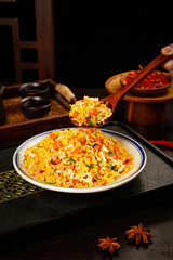 Special Yangzhou Fried Rice with Golden Egg - Traditional Chinese Cuisine Assorted Rice Dish