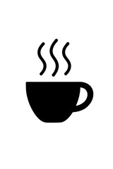 Vector icon of a steaming coffee or tea cup