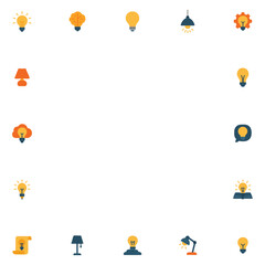 Fototapeta premium Light Bulb Icon Border Frame, Isolated Background. Creative and Idea Symbol Design, Graphic for Presentation and Education Materials