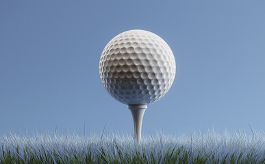 3D render of a golf ball resting on green grass