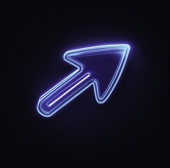 Blue neon glowing computer mouse arrow icon on black background
