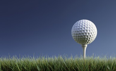 3D render of a golf ball resting on green grass