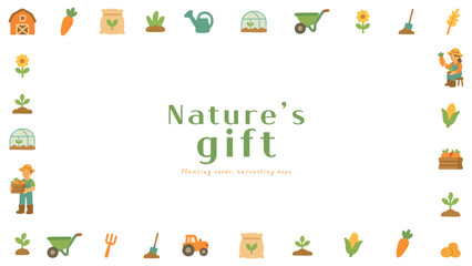 Agriculture Icon Decorative Frame, Isolated Background. Simple Illustration of Nature and Crops, Graphic for Education and Poster Design