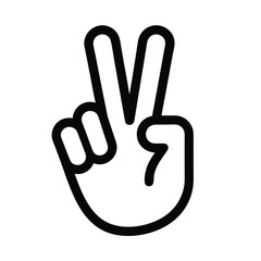 Fototapeta premium Simple black and white line drawing of a hand making the peace sign