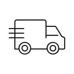 Fototapeta premium Simple black line drawing of a delivery van with two wheels
