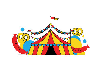 Fototapeta premium Oktoberfest Celebration A Festive Illustration of Food, Tents, and Carnival Joy