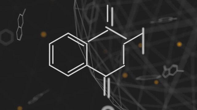 Menadione, synthetic organic compound, molecular structure formula. Education or chemistry science content.