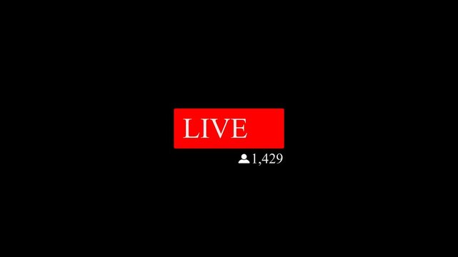 Dynamic red blinking "Live On Air" motion graphics with live button on black background. Ideal for news broadcasting, streaming, and live events. 4K resolution with transparent alpha channel for easy 