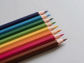 Naklejka premium colored pencils on a white background