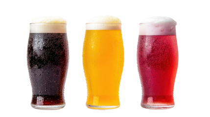 Three Soft Drink Varieties — Dark Cola, Bright Citrus, and Lemon-Lime on White Background