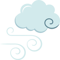 A simple illustration of a light blue cloud with swirling wind currents