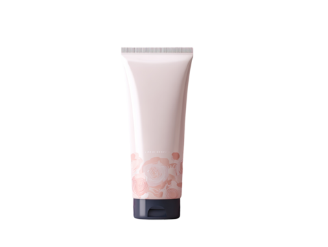 Cream tube, light pink, floral design