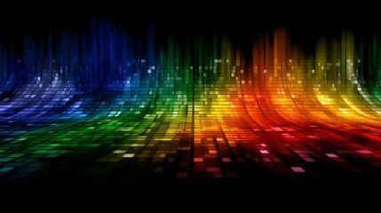 Abstract sound equalizer wave visualizing music spectrum, a colorful background displaying data flow, digital art representing modern technology and energy