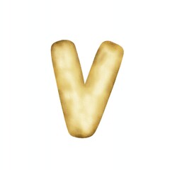 Aesthetic V gold balloon letters vector illustration