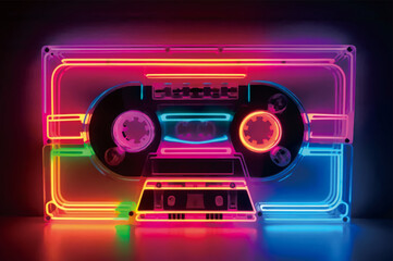 Vintage Cassette Tape in Bright Neon Colors