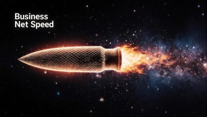 Experience unparalleled business net speed as a blazing bullet rockets through the cosmos, symbolizing rapid growth and innovation.