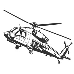 A formidable military helicopter hovers in the air, embodying strength and readiness, its powerful rotors poised for action, a symbol of defense and security