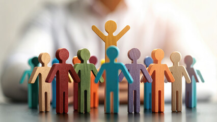 Adapt leadership style to meet the needs concept. Colorful figures symbolize teamwork and collaboration in business.