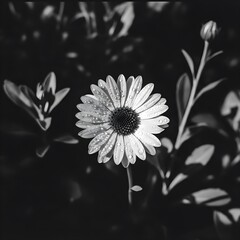 white flower on black