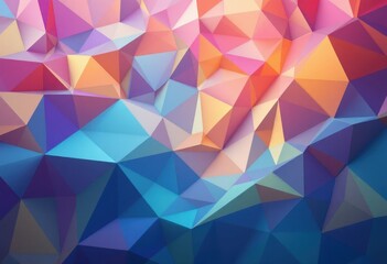 Naklejka premium Vibrant geometric pattern composed of many small, colorful triangles, showcasing a dynamic and modern design.