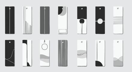 Minimalist Design Illustration: Set of Black and White Abstract Tags.