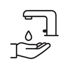 Vector hand under faucet icon for hygiene and handwashing